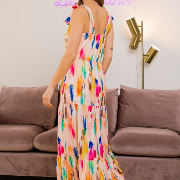 Paint Print Summer Maxi Dress - Picture 5 of 6